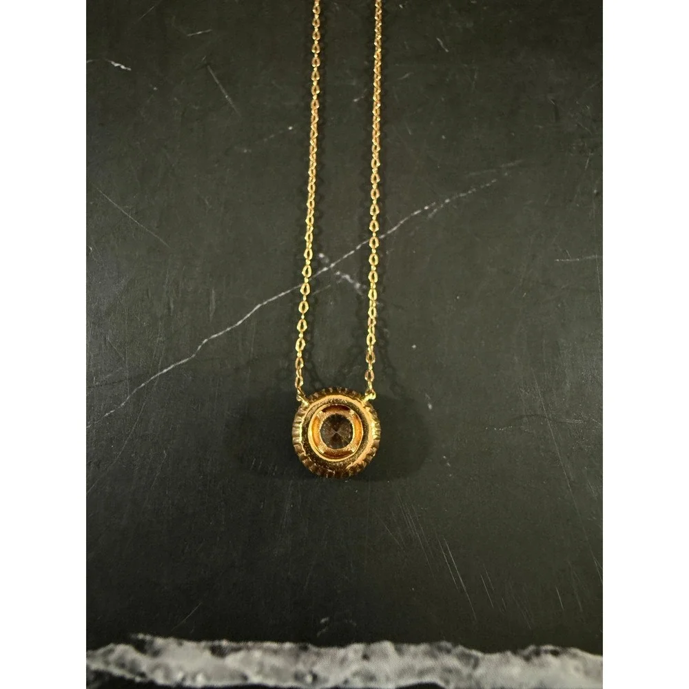 Nadri Round Halo Pendant Necklace 16in Rose Gold Plated Cubic Zirconia